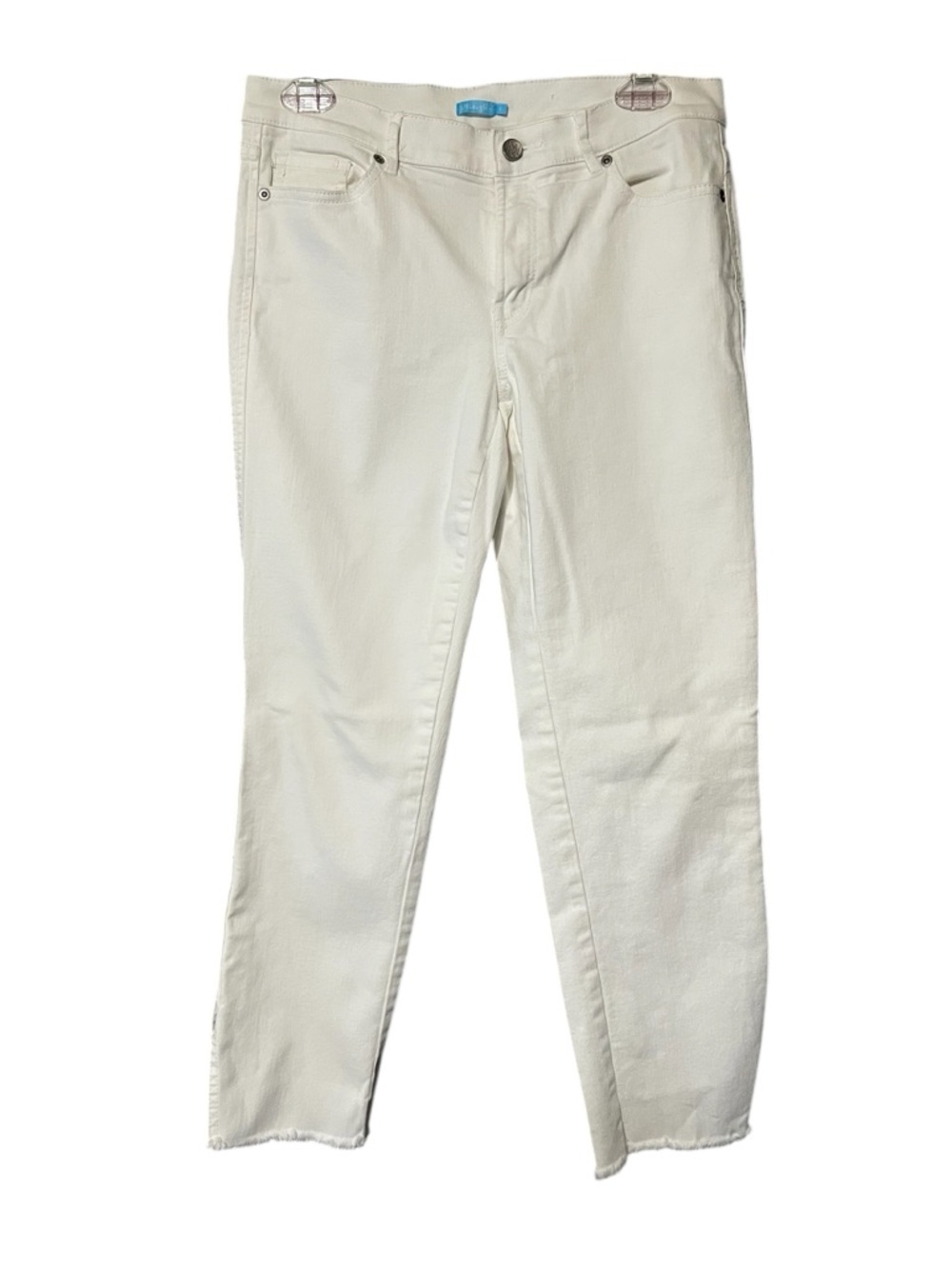 J McLaughlin White Jeans Womens Size 6 Stretch Ankle Raw Hem Denim Pants